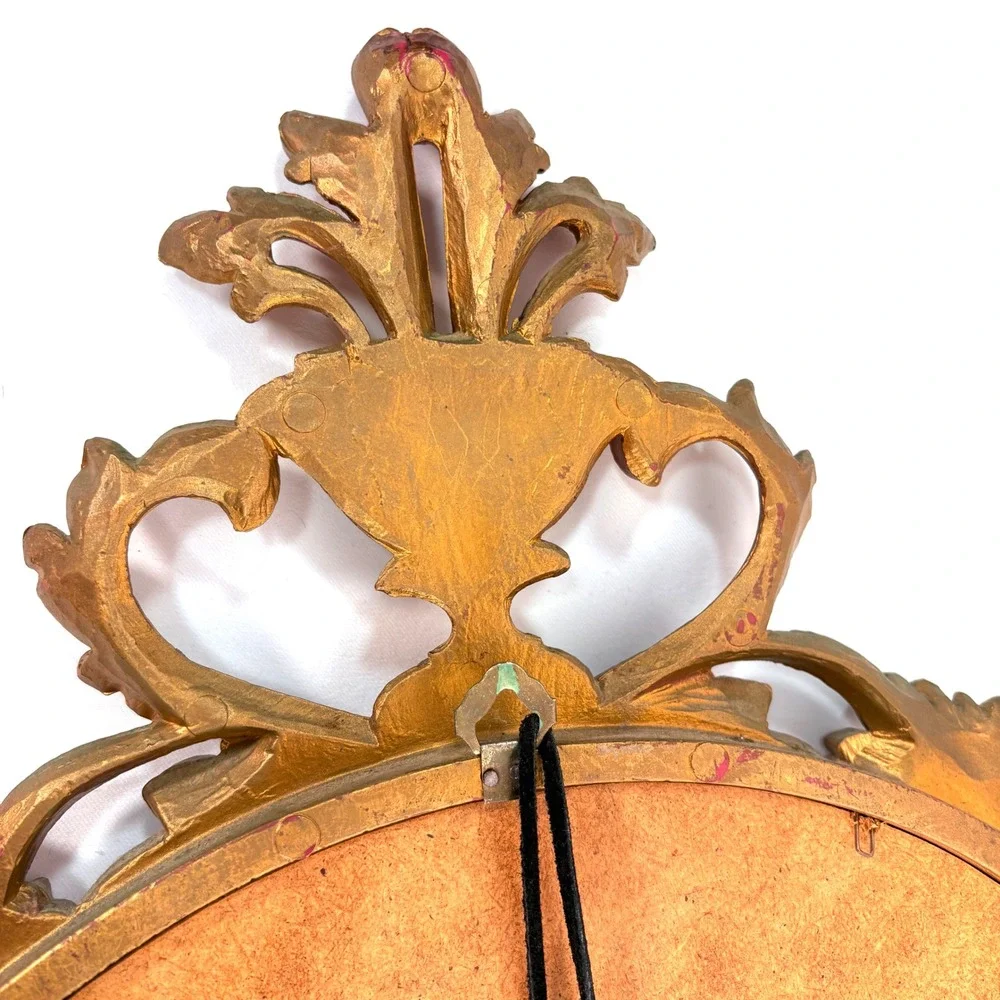 Vintage Wall Mirror Gold Ornate Italian Scroll Acanthus Leaf 22x14 inches MCM